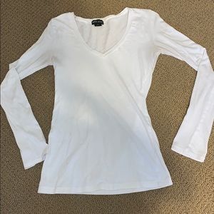 Long-Sleeve, White V-Neck